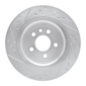 Volvo XC60 Brake Rotor (1) - Rear Right - R1 Concepts - Drilled & Slotted - Silver - `10-`17